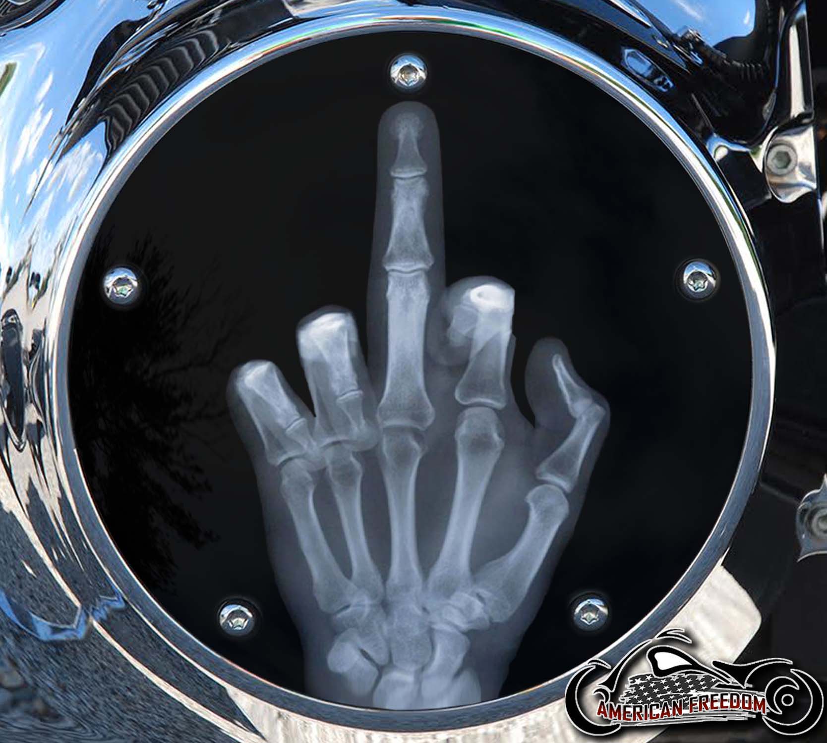 Custom Derby Cover - X-RAY Middle Finger